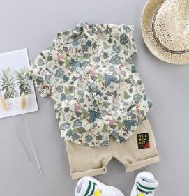 Dinosaur Print Short Sleeve Shirt + Pants