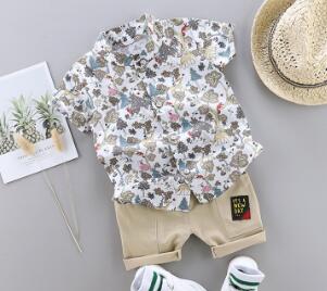 Dinosaur Print Short Sleeve Shirt + Pants