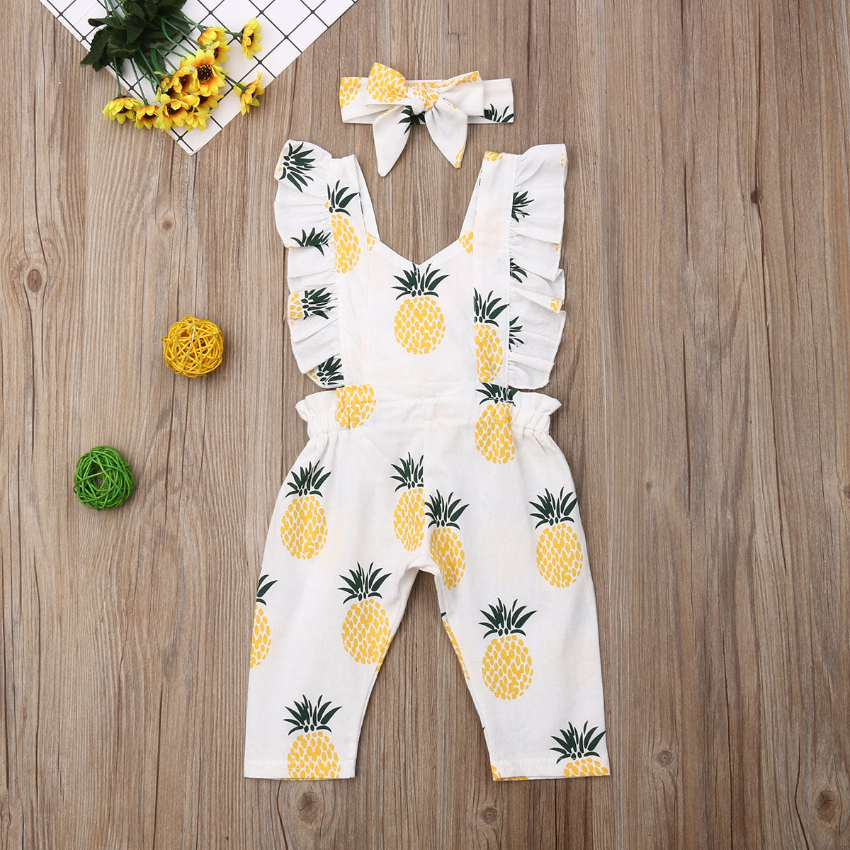 Pineapple Print Jumpsuit + Headband